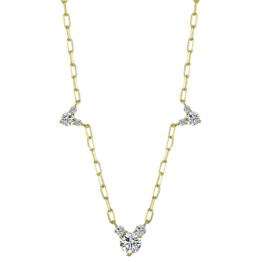 Disney Mickey Mouse Ears 14K Gold Plated Necklace Stylish Timeless Fashion NEW